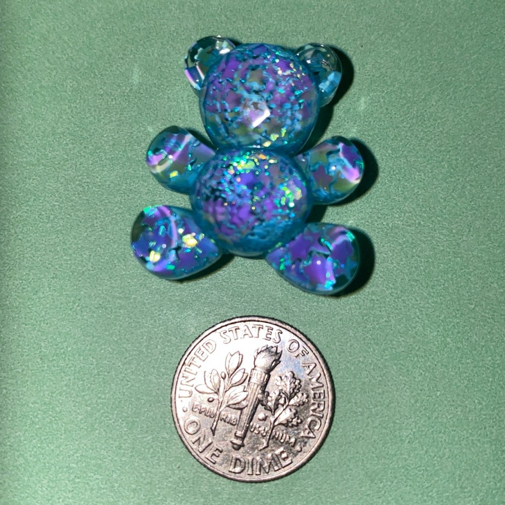 (10 for $15) Blue Sparkly Teddy Bear Acrylic Croc Shoe Charms